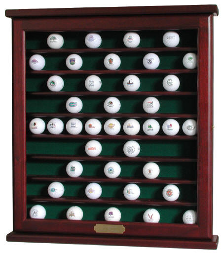 One of the most popular golf ball display cabinets on the market. Made in the USA. This golfball cabinet up to 81 logo golf balls. Makes a great golfgift.